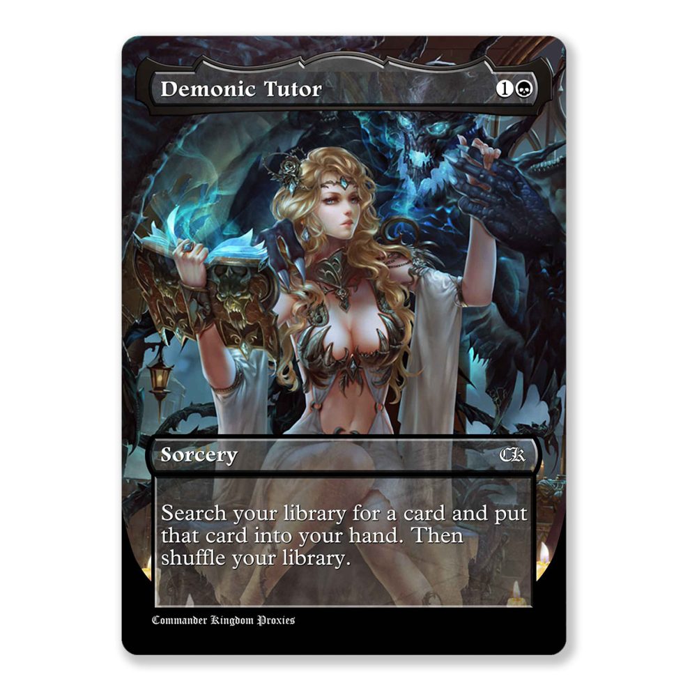 Demonic Tutor Full Art Custom Mtg Proxy Card Print Mtg